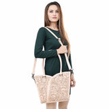 ADBG1473 Hand-Tooled Leather Tote Bag - Western Floral Dual Carry by American Darling