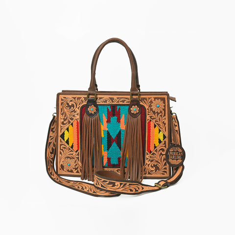 ADBGA1018 Tote Saddle Blanket Hand Tooled Genuine Leather Women Bag