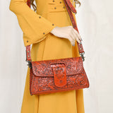 ADBG1134 Hand-Tooled Western Leather Crossbody Wallet-Genuine Cowhide Bag by American Darling