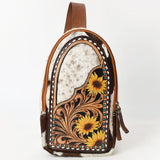 ADBGA592 Hand-Tooled Cowhide Sling Bag-Western Genuine Leather Crossbody for Women