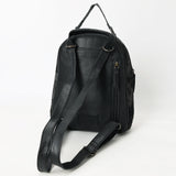 ADBG1564C Black Croc Embossed Leather Backpack - Western Urban Utility Pack