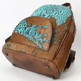 ADBG1564A Turquoise Croc Embossed & Hair-On-Hide Leather Backpack - Western Rodeo Style