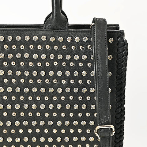 ADBGM792 American Darling Studded Leather Tote Bag with Hand-Braided Details