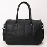 ADBG1562C Black Croc Embossed Leather Barrel Bag - Western Travel & Everyday Purse