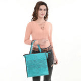 ADBGA606 Western Tote Bag-Genuine Leather with Whipstitch Detailing