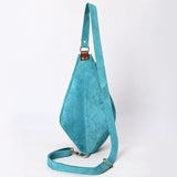 ADBGA578 Turquoise Genuine Leather Sling Bag Hand-Tooled Western Design