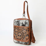 ADBGA624 Cowhide Crossbody Backpack with Sunflower Tooled Leather & Fringe Tassel