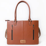 ADBG1671A Tooled Leather Black Quilted Western Tote Bag with Floral Strap - American Darling