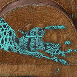 ADBG1564A Turquoise Croc Embossed & Hair-On-Hide Leather Backpack - Western Rodeo Style