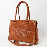 ADBG1553 Suede Western Tote with White Stitching & Shoulder Strap