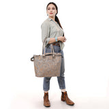 ADBG1519 Floral Embossed Leather Tote Bag - Western Crossbody & Shoulder Style