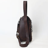 ADBGA594 Floral Hand-Tooled Leather Sling Bag-Genuine Cowhide Western Crossbody