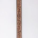 ADHTBR110 Floral Hand Tooled Natural Leather Western Hatband with Engraved Silver Buckle