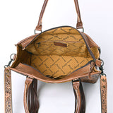 LC-ADBG230 Hand Tooled Leather Tote Bag with Hair-On Cowhide & Hand-Painted Floral Design