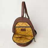 ADBGA508 American Darling Black & White Cowhide Backpack Hand Tooled Genuine Leather