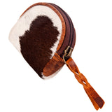 LC-ADBG472 Hair-On Cowhide Leather Coin Purse Western Mini Zip Wallet