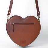 ADBGA744 Heart-Shaped Tooled Leather Crossbody Bag – Sunflower Floral Design with Western Stitch