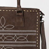 ADBG1553 Suede Western Tote with White Stitching & Shoulder Strap