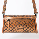 ADBG1134 Hand-Tooled Western Leather Crossbody Wallet-Genuine Cowhide Bag by American Darling