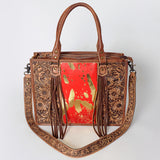 LC-ADBG230 Hand Tooled Leather Tote Bag with Hair-On Cowhide & Hand-Painted Floral Design