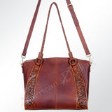 LC-ADBGI146A Tooled Leather Western Tote – Genuine Brown Cowhide Shoulder Bag