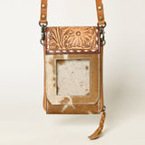 LC-ADBG822 Hair-On Cowhide Crossbody Phone Bag with Silver Speckles