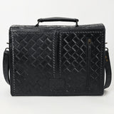 ADBG1437B Black Handtooled Leather Messenger Bag - Western Floral Satchel