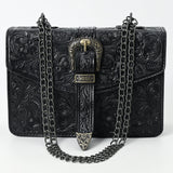ADBG1535 Black Tooled Leather Crossbody - Western Handmade Bag by American Darling