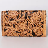 SKBG105  WALLET Hand Tooled Saddle Leather and Upcycled Canvas Ladies Bag H4XW6 SKBG105   SKBG