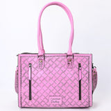 ADBG1314 Pink Tooled Leather Tote Bag - Western Floral Shoulder Purse