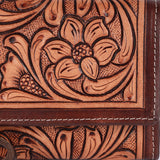 ADBGM295 Hand-Tooled Leather Clutch Wallet - Western Floral Design & Detachable Strap