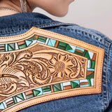 LC-ADSH015 Genuine leather Women Denim shirt jacket dress