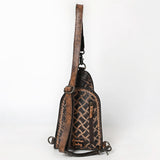 ADBG1542 Hand-Tooled Leather Sling Backpack - Western Crossbody Daypack