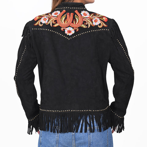 ADJKT111 American Darling Women Leather Fringed Embroidered Western Jacket