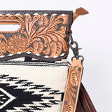 ADBGS146 Aztec Wool & Tooled Leather Shoulder Bag - Western Fringe Crossbody
