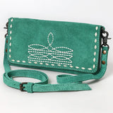 ADBG1712 Genuine Leather Wallet Bag with White Western Stitching & Adjustable Strap