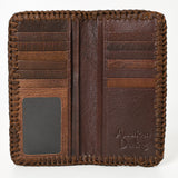 ADBGM513 Western Cowhide Leather Wallet with Cowboy Applique - Handcrafted Rodeo Clutch