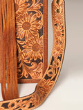 ADBG230 Western Leather Tote Bag with Saddle Blanket, Floral Design & Leather Fringes
