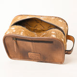 ADBG1254 Hair-On-Hide Leather Toiletry Bag - Spotted Cowhide Dopp Kit