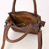 ADBG1608 Compact Handtooled Leather Crossbody Tote Bag with Geometric Floral Pattern
