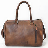 ADBG1562A Red & Brown Croc Embossed Leather Barrel Bag - Western Weekender Style