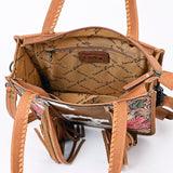 ADBG1086 Western Cowhide Fringe Tote Bag with Tooled Leather Straps-Handcrafted by American Darling