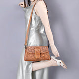 ADBG1134 Hand-Tooled Western Leather Crossbody Wallet-Genuine Cowhide Bag by American Darling