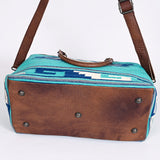 LC-ADBG460 Southwestern Wool & Leather Duffel Bag Handwoven Saddle Blanket Travel Tote