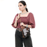 ADBG1544 Cowhide and Embossed Leather Sling Bag - Western Crossbody Backpack