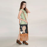 ADBG1299 Turquoise Hair-On Cowhide Leather Western Messenger Bag - American Darling June Edition