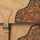 ADBG1436 Suede Leather Messenger Bag - Handtooled Floral Western Satchel