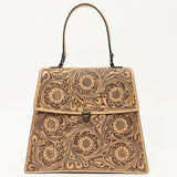 ADBGZ808 Hand-Tooled Leather Flap Tote Bag - Western Top Handle Purse