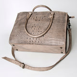 LC-ADBG235 Genuine Crocodile Leather Tote Bag with Hand-Stitched Details & Adjustable Strap