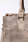 LC-ADBG235 Genuine Crocodile Leather Tote Bag with Hand-Stitched Details & Adjustable Strap